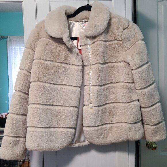 Jillian Harris Joe Fresh Girls 14 XL Faux Fur Soft Fall Collared Puffer Coat - Picture 3 of 16